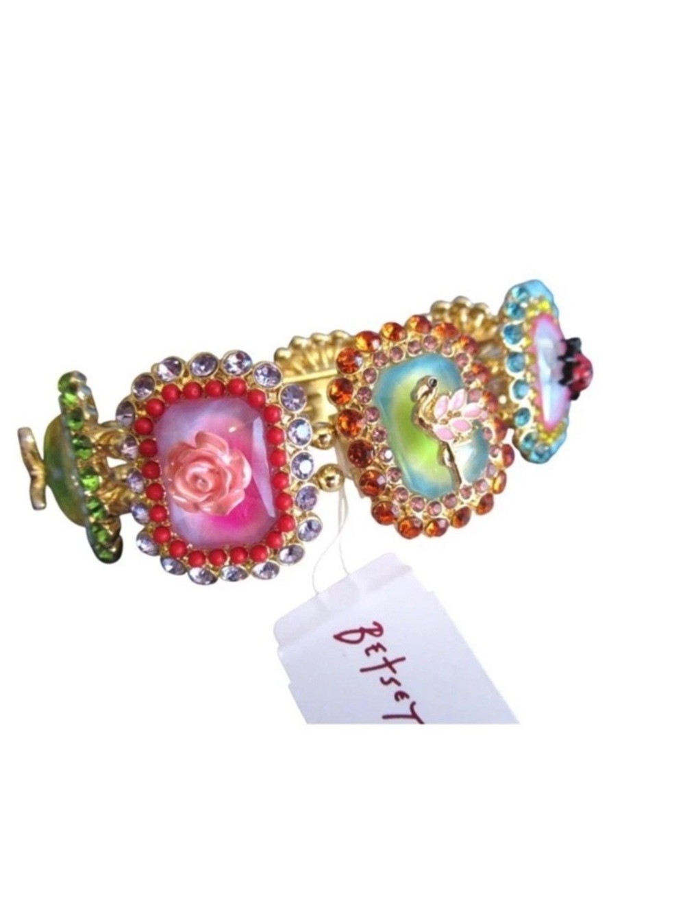 Betsey Johnson Backyard Stone Critter Bib Statement Necklace & Matching Bracelet - Picture 2 of 14